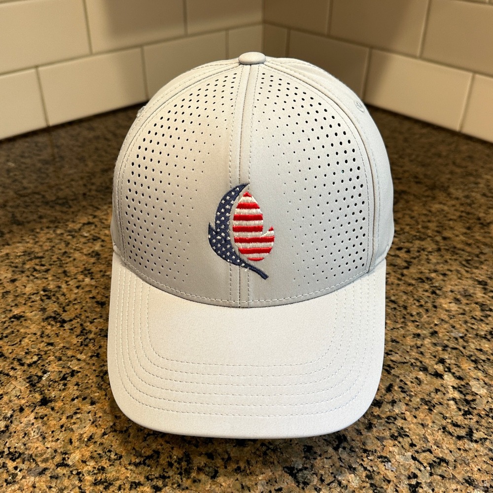 USA Flag Flame Imperial Performance Golf Hat OSFA Gray Polyester *Read